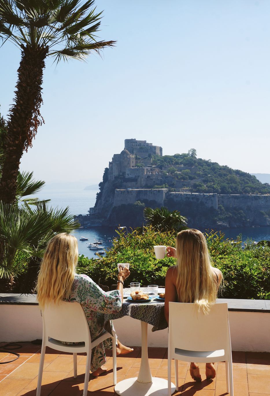 Breakfast overlooking Aragonese Castle at Villa To Ischia With Love